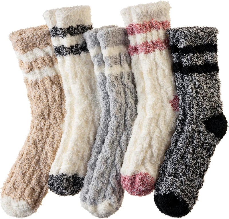 AMENLAN Store Women Fuzzy Slipper Socks Winter Microfiber Soft Cozy Plush Fluffy Socks Warm Comfy Thermal Home Sleeping Socks - Image 1